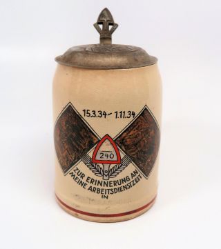 Ww2 German Army Beer Mug Ceramic Stein Ww1 Service Wehrmacht Soldier Name W/ Lid