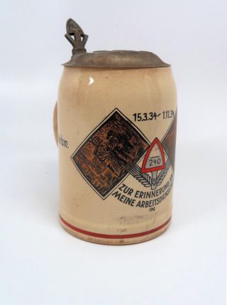 WW2 German Army beer mug ceramic stein WW1 service Wehrmacht soldier NAME w/ lid 3