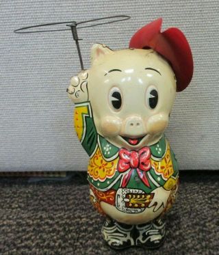 Vintage 1949 Leo Schlesinger Marx Cowpuncher Porky Tin Litho Wind Up