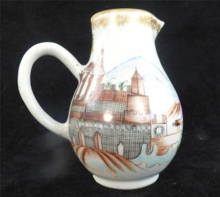 18th Century Chinese Qianlong Sparrow Beak Jug Harbour Scene Fortification