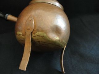 2 Vintage Hammered Copper Swedish Hearth Kettles Cast Iron Arts and Crafts 10