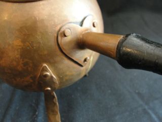 2 Vintage Hammered Copper Swedish Hearth Kettles Cast Iron Arts and Crafts 12