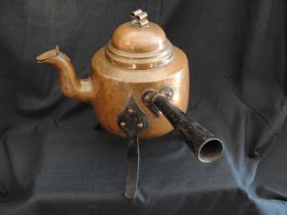 2 Vintage Hammered Copper Swedish Hearth Kettles Cast Iron Arts and Crafts 3