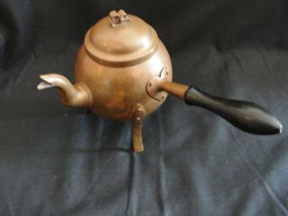 2 Vintage Hammered Copper Swedish Hearth Kettles Cast Iron Arts and Crafts 8