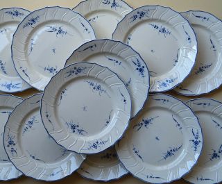 Antique Creamware Plates Boch Luxembourg Ca.  1800 (pre Villeroy) Brindille 12 Pc