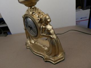 vintage OXFORD 50 ' s unusual Electric CLOCK & LAMP Spelter NEO - CLASSICAL STATUE 6
