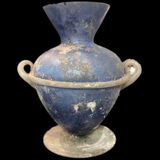 Very Rare Large Ancient Roman Blue Glass Vessel 1st Century