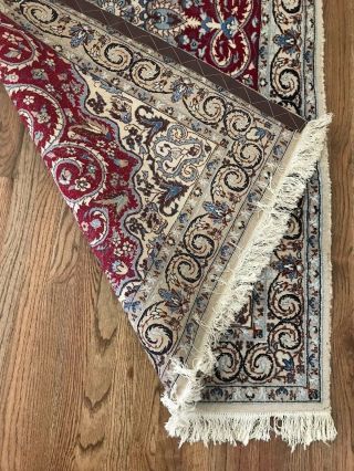 PERSIAN NAIN CARPET,  HAND KNOTTED WOOL and SILK KNOTS,  3 ' 10 