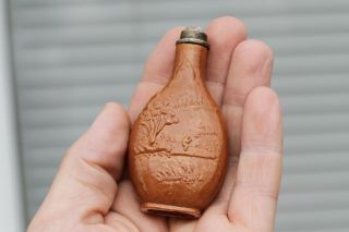 Antique Chinese 19thC Qing Dynasty Caramel Glazed Snuff Bottle 2 Character Mark 11