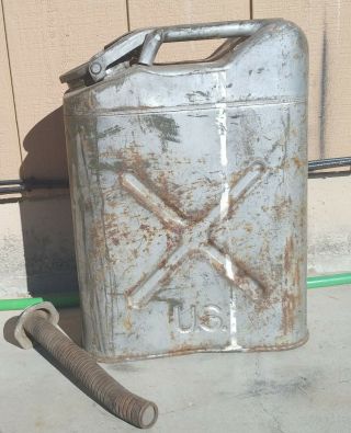 Vintage Jerry Gas Can 1950 W Nesco Us Military W/ Nozzle