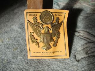 Officer Ww 2 Us Army Hat Badge Insignia Emblem Pin Sb Brass