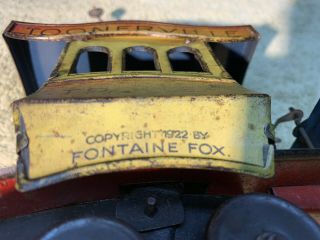 ANTIQUE TOONERVILLE TROLLEY TIN WIND UP TOY FONTAINE FOX 1922 COMIC STRIP LITHO 6
