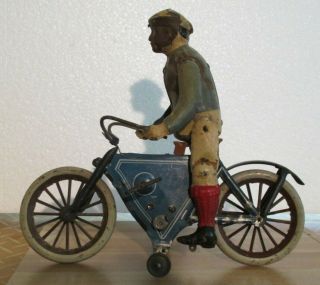 Bicyclist Tin Lithographed And Painted Windup Toy German Made Early 20th Century