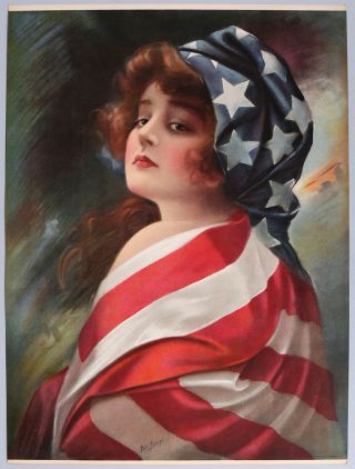 1916 Patriotic Wwi James Ross Bryson Large Vintage Pin - Up Print