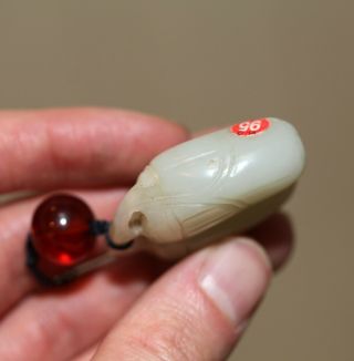 Antique Chinese white jade & Amber fruit Toggle,  Qing Dynasty,  18th Century RARE 7