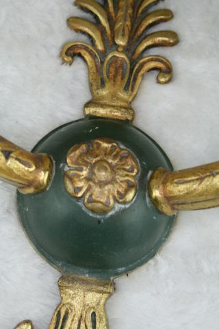 PAIR French empire Brass Metal green Wall lights sconces 1950 ' s 2