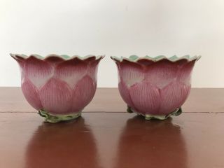 Pair Antique Hand - Painted Chinese Export Famille Rose Tea Cups 18th 3