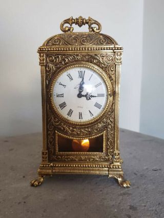 Schmid Carriage Gilded Gold Clock 8 Day Pendulum Antique