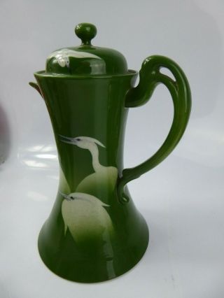 Japanese Antique Kutani Eggshell Porcelain Tea / Coffee Pot & Cups Signed Cranes 4