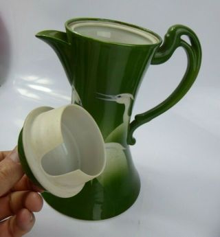 Japanese Antique Kutani Eggshell Porcelain Tea / Coffee Pot & Cups Signed Cranes 6
