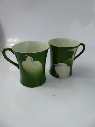 Japanese Antique Kutani Eggshell Porcelain Tea / Coffee Pot & Cups Signed Cranes 7