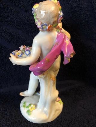 Antique German Meissen Porcelain Figurine Of Putti With Flowers 4