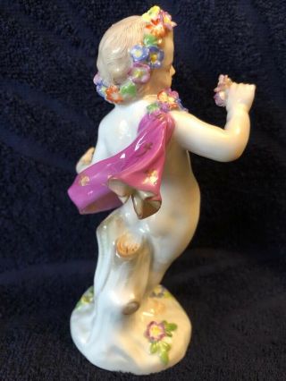 Antique German Meissen Porcelain Figurine Of Putti With Flowers 5