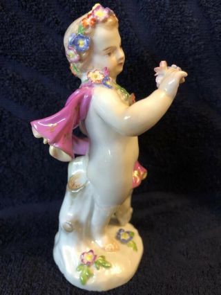 Antique German Meissen Porcelain Figurine Of Putti With Flowers 6