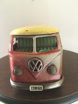 Vintage Bandai VW Bus Volkswagen Tin Friction Toy,  Made in Japan Bandai VW Van/B 4