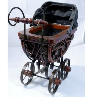 Antique Baby Doll Stroller Vintage Wooden Carriage Buggy Small Doll Buggy 2