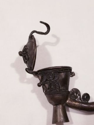 Japanese Kiseru (pipe) Antique Brass Filigree work attached bell Rare 8 
