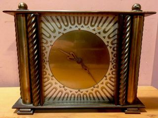 Rare Golden Vintage Forestville Seven Jewel Art Deco Solid Brass Mantle Clock