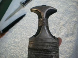 Antique STERLING SILVER OMAN OMANI KHANJAR JAMBIYA DAGGER horn handle 8