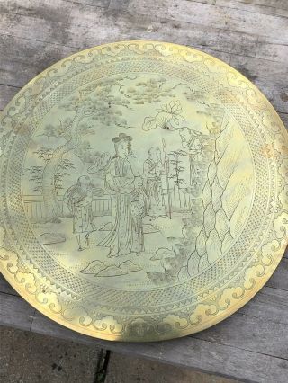 FINE CHINESE LARGE MING DYNASTY BRONZE MIRROR LATER ENGRAVING 3