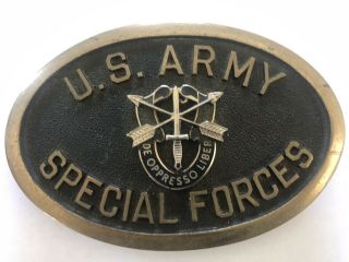 U.  S.  ARMY MILITARY ARMY SPECIAL FORCES SOLID Brass BELT BUCKLE 8