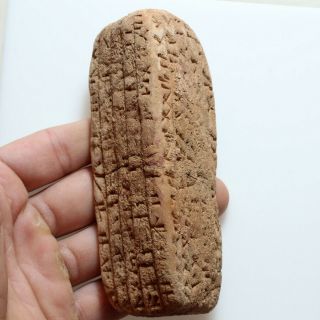 VERY RARE CIRCA 2500 - 1000 BC NEAR EAST TERRACOTTA TRICONIC TABLET WITH INSCRIPTI 6