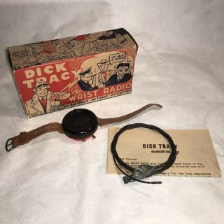 Dick Tracy 2 Way Wrist Radio Telephone Da - Myco Box 1947 Red Rare Antique Vintage
