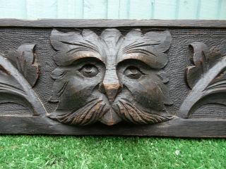 19thc Gothic Wooden Oak Panel With Lion Head Centrally & Other C1880s