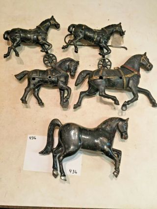 Vintage Toys Wilkins Hubley Dent Ives Kenton Parts,  5 Horses,  Cast Iron
