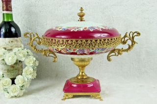 Vintage Italian Porcelain Coupe Lidded Bowl Centerpiece Floral Decor