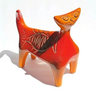Contemporary Wingard Handmade In Italy Orange Glazed Ceramic Cat Bank
