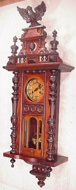 Fabulous Vienna Antique Junghans Wall Clock Regulator 8 Day 1880 Eagle Crown Nut