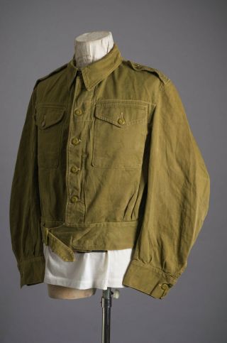 Vtg 1944 Overall Battle Dress Blouse British Army Green Denim Jacket Size No.  9