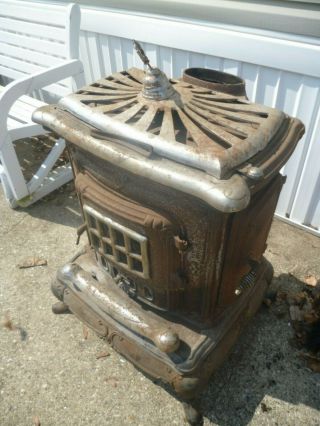 Antique Cast Iron Wood Burning Stove,  Parlor Stove,  Furnace Heater,  Cook Stove 2