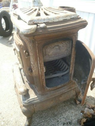 Antique Cast Iron Wood Burning Stove,  Parlor Stove,  Furnace Heater,  Cook Stove 4