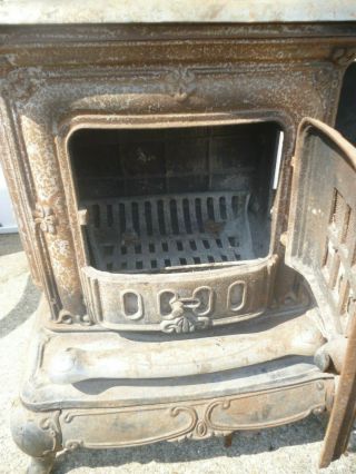 Antique Cast Iron Wood Burning Stove,  Parlor Stove,  Furnace Heater,  Cook Stove 5