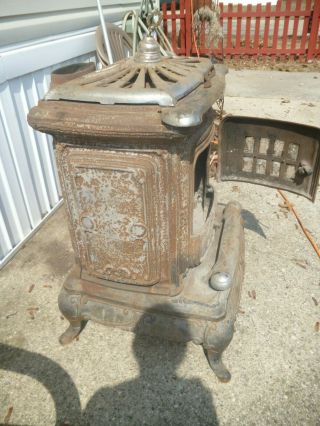 Antique Cast Iron Wood Burning Stove,  Parlor Stove,  Furnace Heater,  Cook Stove 6