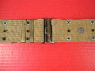 WWI Era AEF US Army M1912 Khaki Canvas Pistol Belt - Marked: Mills - 4