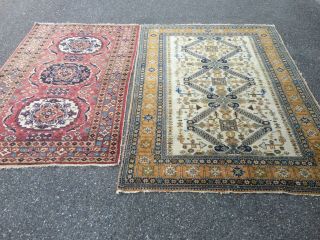 Antico - Swiss 2 Antique Seykhour Rugs 4`6 X 6`6 And 3`6 X 6` Ft