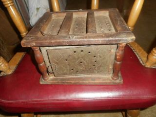 Antique Vintage Early Buggy Handmade Heater,  Coals Were Placed Inside For Heat 18